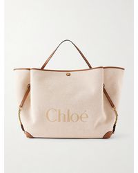 Chloé - Leather-Trimmed Canvas Tote Bag - Lyst