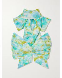 Zimmermann - High Tide Cropped Twist-Front Floral-Print Linen And Silk-Blend Top - Lyst