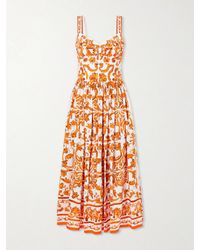 Dolce & Gabbana - Pleated Printed Cotton-Poplin Midi Dress - Lyst