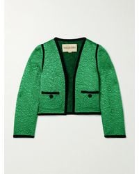 Valentino Garavani - Velvet-Trimmed Floral-Jacquard Wool And Silk-Blend Satin Jacket - Lyst