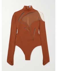 Mugler - Stretch-Jersey And Tulle Bodysuit - Lyst