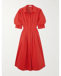 Jonathan Simkhai - Jazz Pleated Cotton-Blend Poplin Midi Shirt Dress - Lyst