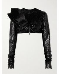 Maticevski - Illusion Cropped Ruffled Sequined Mesh Top - Lyst