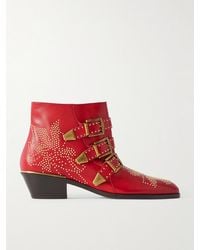 Chloé - Susanna Ankle Boots Aus Leder Mit Nieten - Lyst