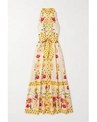 Borgo De Nor - Biba Belted Floral-print Cotton-poplin Maxi Dress - Lyst