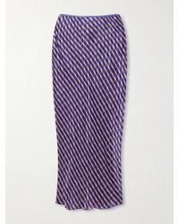 Dries Van Noten - Striped Devoré-Satin Midi Skirt - Lyst