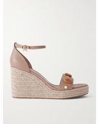 Gianvito Rossi - 70 Embellished Leather Espadrille Wedge Sandals - Lyst