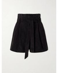 Galvan London - Livia Belted Pleated Suede Shorts - Lyst