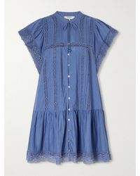 Sea - Pippa Tiered Lace-Trimmed Cotton Mini Dress - Lyst