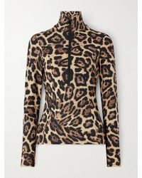 Goldbergh - Leona Leopard-Print Stretch Recycled-Jersey Half-Zip Top - Lyst