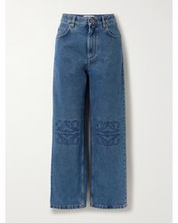 Loewe - Anagram Embroidered High-Rise Straight-Leg Jeans - Lyst