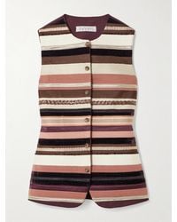 Abadia - Sadu Weste Aus Einer Gestreiften Wollmischung Mit Zierperlen - Lyst
