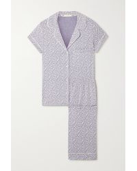 Eberjey Pyjama Aus Stretch-TM-modal Mit Blumenprint Und Paspeln - Lila