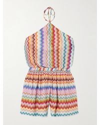 Missoni - Mare Striped Metallic Crochet-Knit Halterneck Playsuit - Lyst