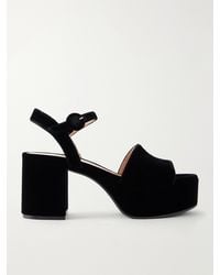 Gianvito Rossi - Carol 35 Velvet Platform Sandal - Lyst