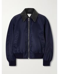 Bottega Veneta - Intrecciato Leather-Trimmed Satin Blouson Jacket - Lyst
