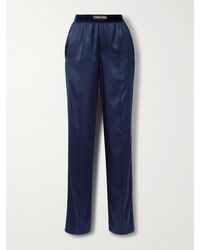 Tom Ford - Velvet-Trimmed Stretch-Silk Satin Pants - Lyst