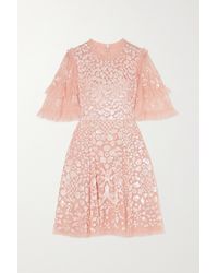 Needle & Thread Aurelia Minikleid Aus Tüll Mit Pailletten Und Rüschen - Pink