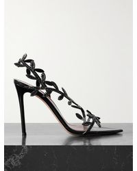 Gianvito Rossi - Flavia Sandalen Aus Leder Und Pvc Mit Kristallen - Lyst
