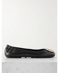 Tory Burch - Minnie Travel Logo-Embellished Leather Ballet Flats - Lyst