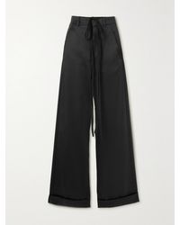 Ann Demeulemeester - Wool-Blend Satin Straight-Leg Pants - Lyst