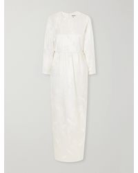BERNADETTE - Lenny Gathered Floral-Jacquard Satin Midi Dress - Lyst