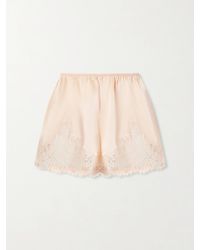 Doen - Iona Lace-Trimmed Silk-Satin Shorts - Lyst