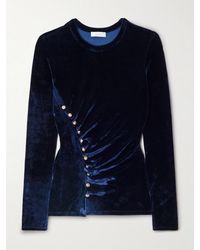 Rabanne - Ruched Embellished Velvet Top - Lyst