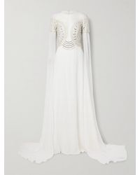 Georges Hobeika - Tulle-Trimmed Embellished Georgette Gown - Lyst