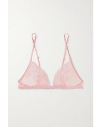 La Perla Camelia Embroidered Stretch-tulle Soft-cup Triangle Bra - Pink