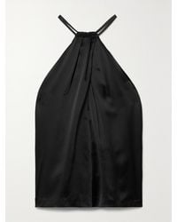 Nili Lotan - Edwige Gathered Silk-Satin Halterneck Top - Lyst