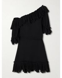 Saint Laurent - Robe Mousseline Crepe Silk Dress - Lyst