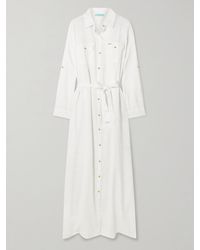 Melissa Odabash - Darcy Belted Cotton And Linen-Blend Maxi Shirt Dress - Lyst