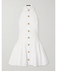 Balmain - Halterneck Cotton-Poplin Mini Dress - Lyst
