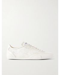 Jimmy Choo - Sunny Suede-Trimmed Leather And Lace Sneakers - Lyst