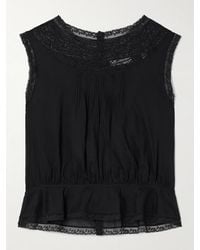Doen - Lilibet Lace-Trimmed Pintucked Organic Cotton-Voile Top - Lyst