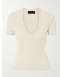 Nili Lotan - Ribbed-Knit Cotton And Silk-Blend T-Shirt - Lyst