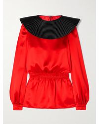 Valentino Garavani - Two-Tone Silk-Satin Blouse - Lyst