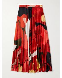 ROKSANDA - Ameera Printed Satin Midi Skirt - Lyst