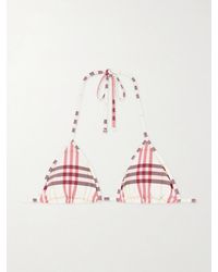 Burberry - Sadie Checked Bikini Top - Lyst