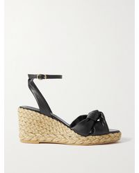 Stuart Weitzman - Playa Knotted Leather Espadrille Wedge Sandals - Lyst