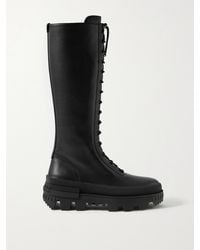Moncler - Vail Leather Lace-Up Knee Boots - Lyst