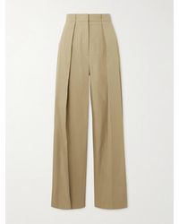 Balmain - Pleated Cotton-Poplin Wide-Leg Pants - Lyst