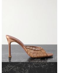 AMINA MUADDI - Alexa Mules Aus Satin Und Schnurgebundener Spitze - Lyst