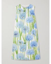 Oscar de la Renta - Floral-Print Cotton-Blend Poplin Mini Dress - Lyst