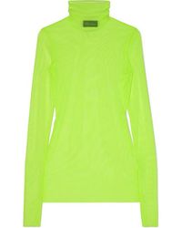 we11done Neon Stretch-mesh Turtleneck Top - Yellow