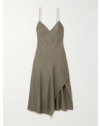St. Agni - Paneled Asymmetric Pinstriped Cotton-Blend Twill Dress - Lyst