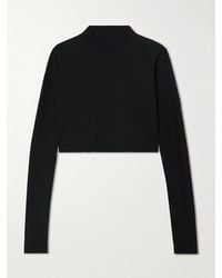 Alaïa - Paneled Cropped Jersey Top - Lyst
