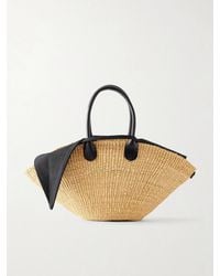 Muuñ - Sophia Leather-Trimmed Raffia Tote - Lyst