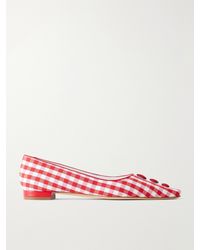 Manolo Blahnik - Alexa Embellished Gingham Woven Ballet Flats - Lyst